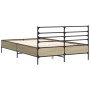 Estructura cama madera ingeniería metal roble Sonoma 140x200 cm de vidaXL, Camas y somieres - Ref: Foro24-3280043, Precio: 16...