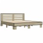 Estructura cama madera ingeniería metal roble Sonoma 200x200 cm de vidaXL, Camas y somieres - Ref: Foro24-3280083, Precio: 17...