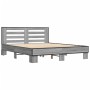 Sonoma gray metal engineered wood bed frame 160x200 cm by vidaXL, Beds and slatted bases - Ref: Foro24-3280095, Price: 165,46...