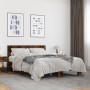 Engineered wood bed frame metal smoked oak 140x200cm by vidaXL, Beds and slatted bases - Ref: Foro24-3280104, Price: 153,99 €...