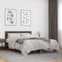 Engineered wood bed frame oak brown metal 140x200 cm by vidaXL, Beds and slatted bases - Ref: Foro24-3280106, Price: 159,33 €...