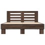 Engineered wood bed frame oak brown metal 140x200 cm by vidaXL, Beds and slatted bases - Ref: Foro24-3280106, Price: 159,33 €...