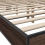 Estructura cama madera ingeniería metal marrón roble 140x200 cm de vidaXL, Camas y somieres - Ref: Foro24-3280106, Precio: 15...