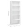 5-stufiges Regal aus glänzend weißem Sperrholz, 80 x 30 x 189 cm von vidaXL, Bücherregale und Regale - Ref: Foro24-801032, Pr...