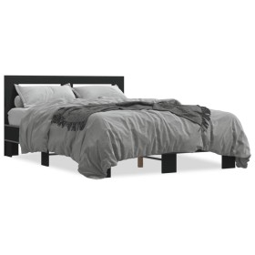 Estructura de cama madera de ingeniería y metal negro 140x190cm de vidaXL, Camas y somieres - Ref: Foro24-3280112, Precio: 15...