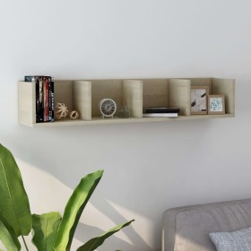 Oak plywood wall-mounted CD shelf 100x18x18 cm by vidaXL, Shelves and shelves - Ref: Foro24-801322, Price: 30,95 €, Discount: %