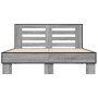 Sonoma gray metal engineered wood bed frame 135x190 cm by vidaXL, Beds and slatted bases - Ref: Foro24-3280125, Price: 156,76...