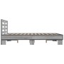 Estructura cama madera ingeniería metal gris Sonoma 135x190 cm de vidaXL, Camas y somieres - Ref: Foro24-3280125, Precio: 156...