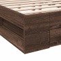 Oak brown engineered wood bed with drawers 200x200 cm by vidaXL, Beds and slatted bases - Ref: Foro24-3280726, Price: 193,82 ...