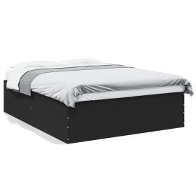 Estructura de cama madera de ingeniería negra 160x200 cm de vidaXL, Camas y somieres - Ref: Foro24-3280910, Precio: 147,87 €,...