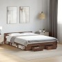 Oak brown engineered wood bed with drawers 150x200 cm by vidaXL, Beds and slatted bases - Ref: Foro24-3280747, Price: 177,13 ...