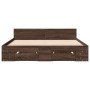 Oak brown engineered wood bed with drawers 150x200 cm by vidaXL, Beds and slatted bases - Ref: Foro24-3280747, Price: 177,13 ...