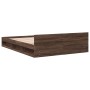 Oak brown engineered wood bed with drawers 150x200 cm by vidaXL, Beds and slatted bases - Ref: Foro24-3280747, Price: 177,13 ...