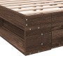 Oak brown engineered wood bed with drawers 150x200 cm by vidaXL, Beds and slatted bases - Ref: Foro24-3280747, Price: 177,13 ...