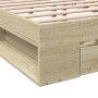 Bett aus Sonoma-Eichenholzwerkstoff mit Schubladen, 140 x 190 cm von vidaXL, Betten und Lattenroste - Ref: Foro24-3280764, Pr...