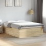 Sonoma oak engineered wood bed frame 135x190 cm by vidaXL, Beds and slatted bases - Ref: Foro24-3280946, Price: 133,80 €, Dis...