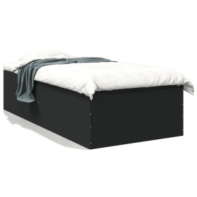 Black engineered wood bed frame 100x200 cm by vidaXL, Beds and slatted bases - Ref: Foro24-3280959, Price: 103,99 €, Discount: %