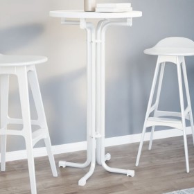 Mesa alta de comedor madera ingeniería y acero blanco Ø60x110cm de vidaXL, Mesas de cocina y de comedor - Ref: Foro24-4008300...