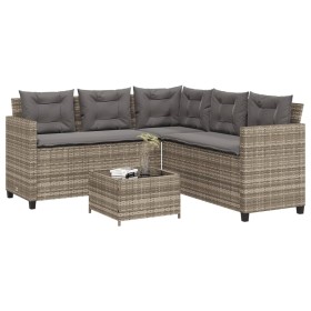 L-förmiges Gartensofa mit Tisch und Kissen PE Rattangrau von vidaXL, Gartensets - Ref: Foro24-369041, Preis: 343,13 €, Rabatt: %