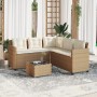 L-shaped garden sofa with table and beige PE rattan cushions by vidaXL, Garden sets - Ref: Foro24-369043, Price: 343,23 €, Di...