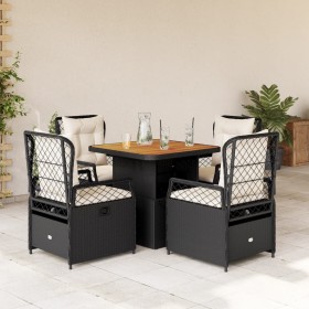 Set de muebles jardín 5 pzas con cojines ratán sintético negro de vidaXL, Conjuntos de jardín - Ref: Foro24-3262911, Precio: ...