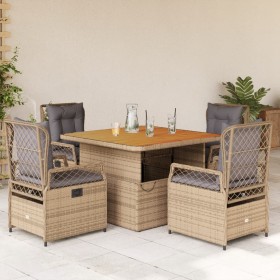 5-teiliges Garten-Esszimmer-Set mit Kissen synthetisches Rattan beige von vidaXL, Gartensets - Ref: Foro24-3262918, Preis: 60...