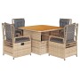 Set comedor de jardín 5 pzas con cojines ratán sintético beige de vidaXL, Conjuntos de jardín - Ref: Foro24-3262918, Precio: ...