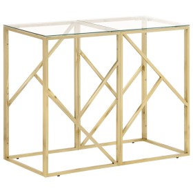 Stainless steel and tempered glass console table in gold. by vidaXL, Side tables - Ref: Foro24-349986, Price: 147,16 €, Disco...