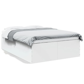 White engineered wood bed frame 135x190 cm by vidaXL, Beds and slatted bases - Ref: Foro24-3280944, Price: 138,99 €, Discount: %