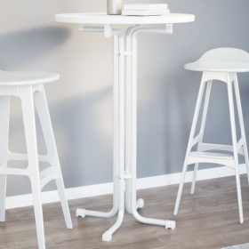 Mesa alta de comedor madera ingeniería y acero blanco Ø70x110cm de vidaXL, Mesas de cocina y de comedor - Ref: Foro24-4008302...