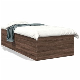 Oak brown engineered wood bed frame 90x190 cm by vidaXL, Beds and slatted bases - Ref: Foro24-3280978, Price: 104,99 €, Disco...