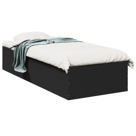 Black engineered wood bed frame 90x190 cm by vidaXL, Beds and slatted bases - Ref: Foro24-3281064, Price: 91,99 €, Discount: %