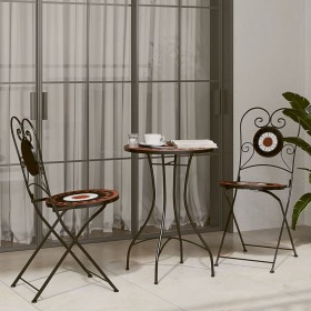 Mosaic bistro set made of iron, ceramic, terracotta, and white. by vidaXL, Garden sets - Ref: Foro24-3216355, Price: 194,99 €...