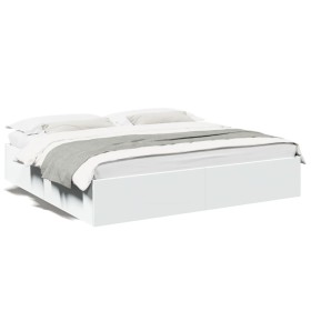 White engineered wood bed frame 200x200 cm by vidaXL, Beds and slatted bases - Ref: Foro24-3280986, Price: 138,99 €, Discount: %