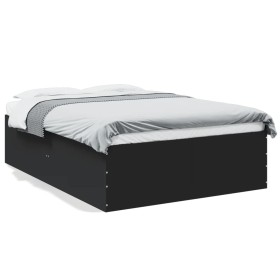 Black engineered wood bed frame 120x190 cm by vidaXL, Beds and slatted bases - Ref: Foro24-3280952, Price: 134,99 €, Discount: %