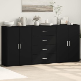 3 black engineered wood display cabinets 60x31x84 cm by vidaXL, Sideboards - Ref: Foro24-3276575, Price: 225,50 €, Discount: %