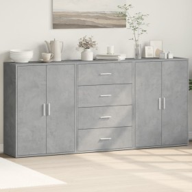 Display cabinets 3 units engineered wood gray concrete 60x31x84 cm by vidaXL, Sideboards - Ref: Foro24-3276577, Price: 219,40...