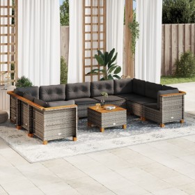 Garden sofa set 10 pieces with gray synthetic rattan cushions by vidaXL, Garden sets - Ref: Foro24-3261984, Price: 738,02 €, ...