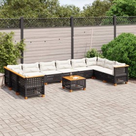 Set mit 11 Stück Gartensofas und Kissen synthetisches Rattan schwarz von vidaXL, Gartensets - Ref: Foro24-3262028, Preis: 852...