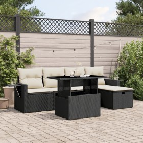 Set aus 6-teiligen Gartensofas und Kissen Kunstrattan schwarz von vidaXL, Gartensets - Ref: Foro24-3274966, Preis: 443,67 €, ...