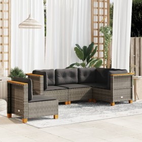 Garden sofa set with 5-piece synthetic rattan gray cushions by vidaXL, Garden sets - Ref: Foro24-3261834, Price: 380,13 €, Di...