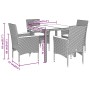 Set de comedor jardín 5 pzas con cojines ratán PE acacia gris de vidaXL, Conjuntos de jardín - Ref: Foro24-3278634, Precio: 4...