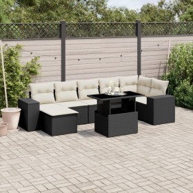 Set de sofás de jardín 8 piezas y cojines ratán sintético negro de vidaXL, Conjuntos de jardín - Ref: Foro24-3269316, Precio:...