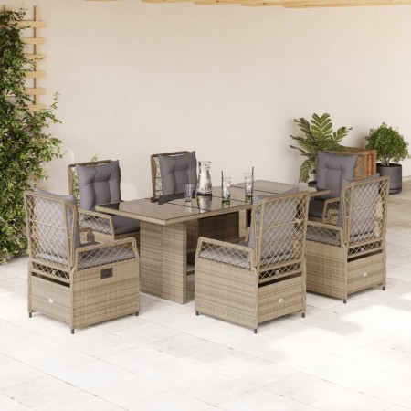 Set comedor de jardín 7 pzas con cojines ratán sintético beige de vidaXL, Conjuntos de jardín - Ref: Foro24-3262932, Precio: ...