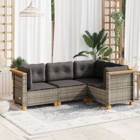 Set mit 4 Gartensofas und Kissen synthetisches Rattangrau von vidaXL, Gartensets - Ref: Foro24-3261798, Preis: 366,81 €, Raba...