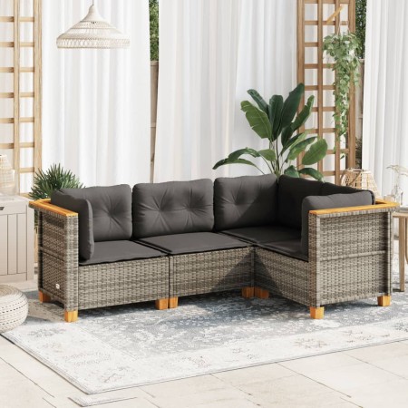 Garden sofa set 4 pieces with gray synthetic rattan cushions by vidaXL, Garden sets - Ref: Foro24-3261798, Price: 366,23 €, D...