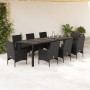 Set comedor jardín 9 pzas cojines ratán sintético vidrio negro de vidaXL, Conjuntos de jardín - Ref: Foro24-3278587, Precio: ...