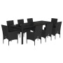 Set comedor jardín 9 pzas cojines ratán sintético vidrio negro de vidaXL, Conjuntos de jardín - Ref: Foro24-3278587, Precio: ...