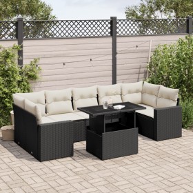 Set aus 8-teiligen Gartensofas und Kissen Kunstrattan schwarz von vidaXL, Gartensets - Ref: Foro24-3267146, Preis: 614,09 €, ...