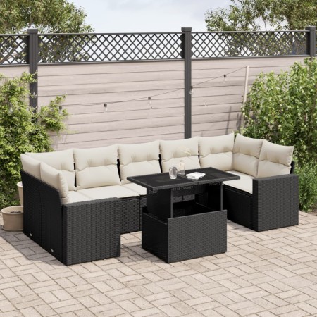 Set aus 8-teiligen Gartensofas und Kissen Kunstrattan schwarz von vidaXL, Gartensets - Ref: Foro24-3267146, Preis: 624,12 €, ...